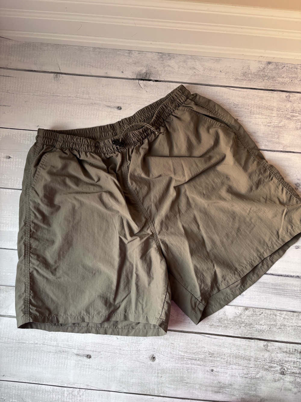 Mountain Equipment Co-op Lightweight Athletic Shorts in Olive with Elastic Waist
